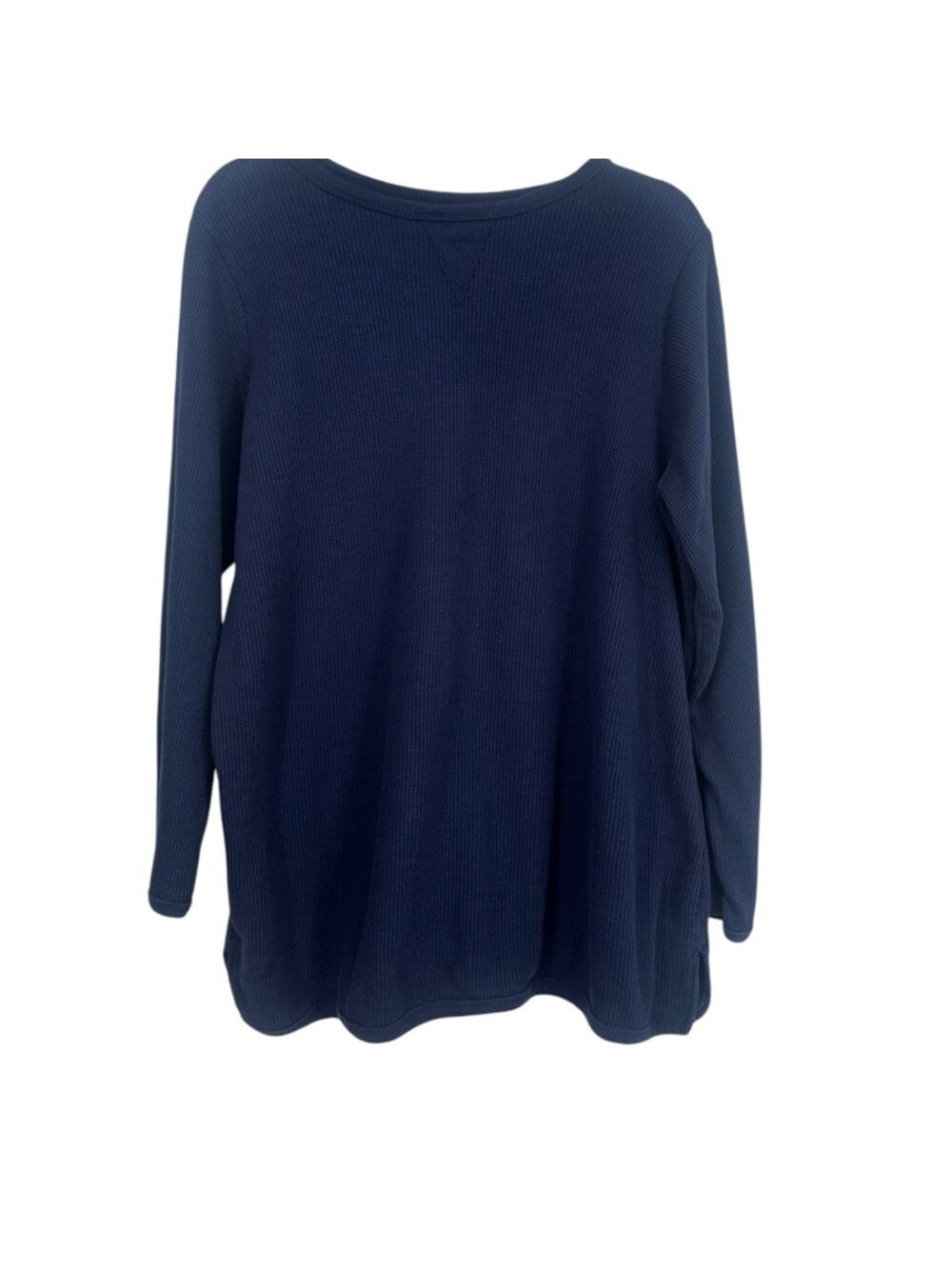 Woman Within Shirt Large 18/20 Navy Blue Waffle Knit Thermal Tunic Loungewear